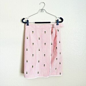 Brooks Brothers Skirt Womens Size 2 Striped Pineapple Seersucker Belted Mini